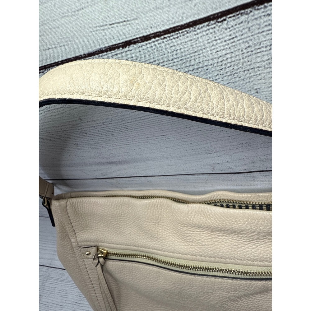Kate Spade Pebble Leather Shoulder‎ Bag Beige Purse Handbag Designer - Picture 5 of 11